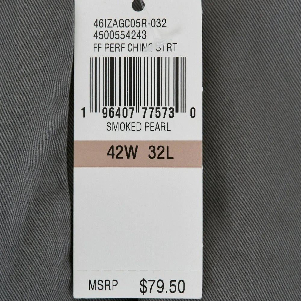 IZOD Performance Stretch Pants Mens 42x32 Grey Straight Smoked Pearl - Picture 8 of 15